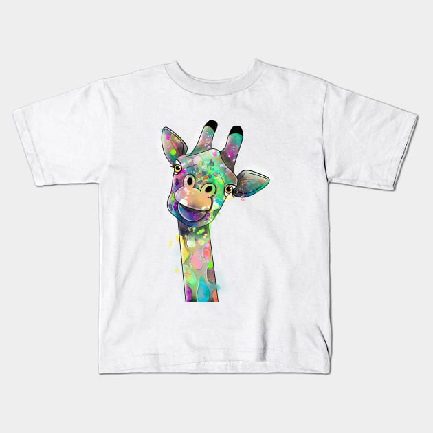 Colour pop giraffe Kids T-Shirt by BeckaArt6